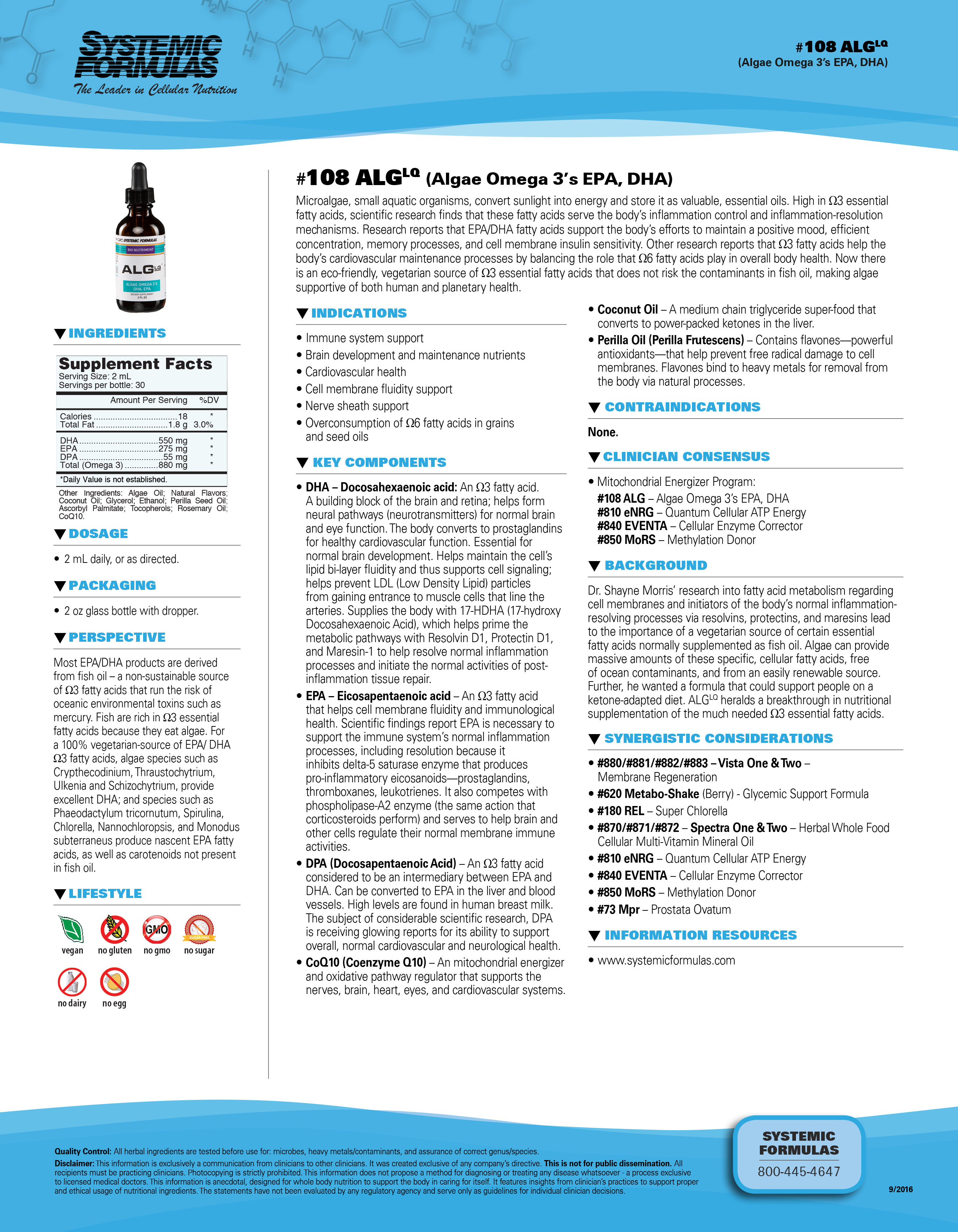 #108 ALGLQ (Algae Omega 3's EPA, DHA)