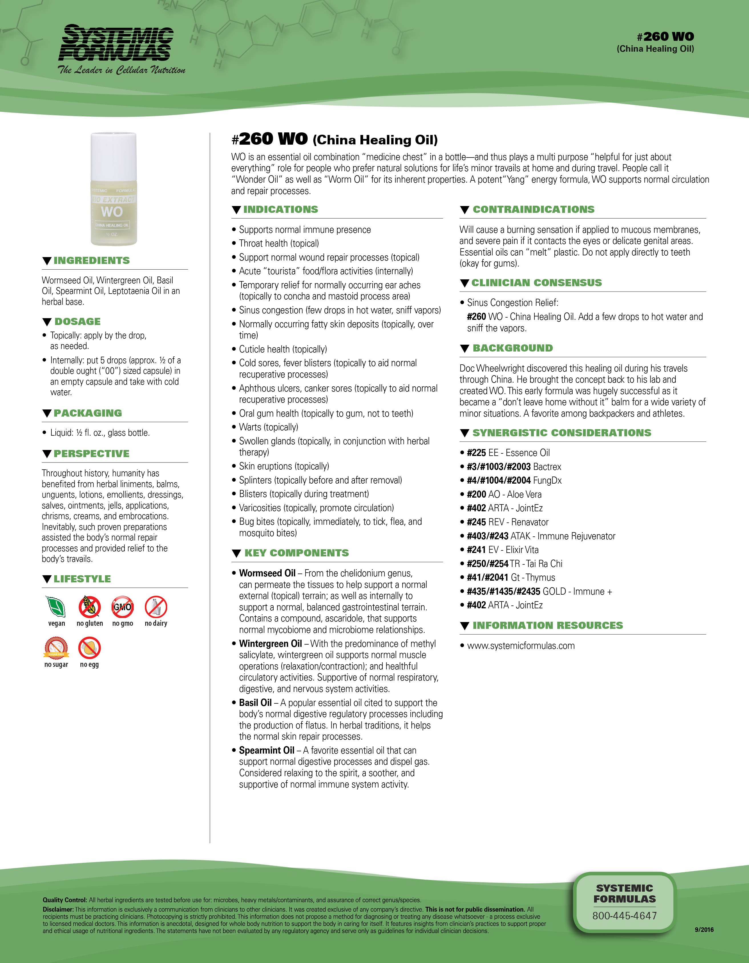 #260 WO (China Healing Oil)