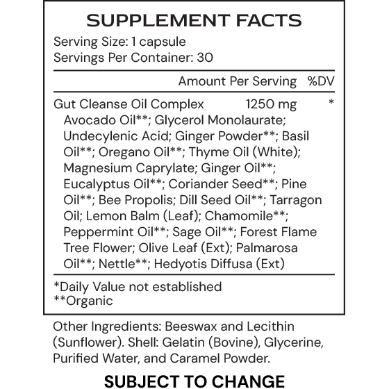 Clear 2 µBiomic - supplement facts - subject to change