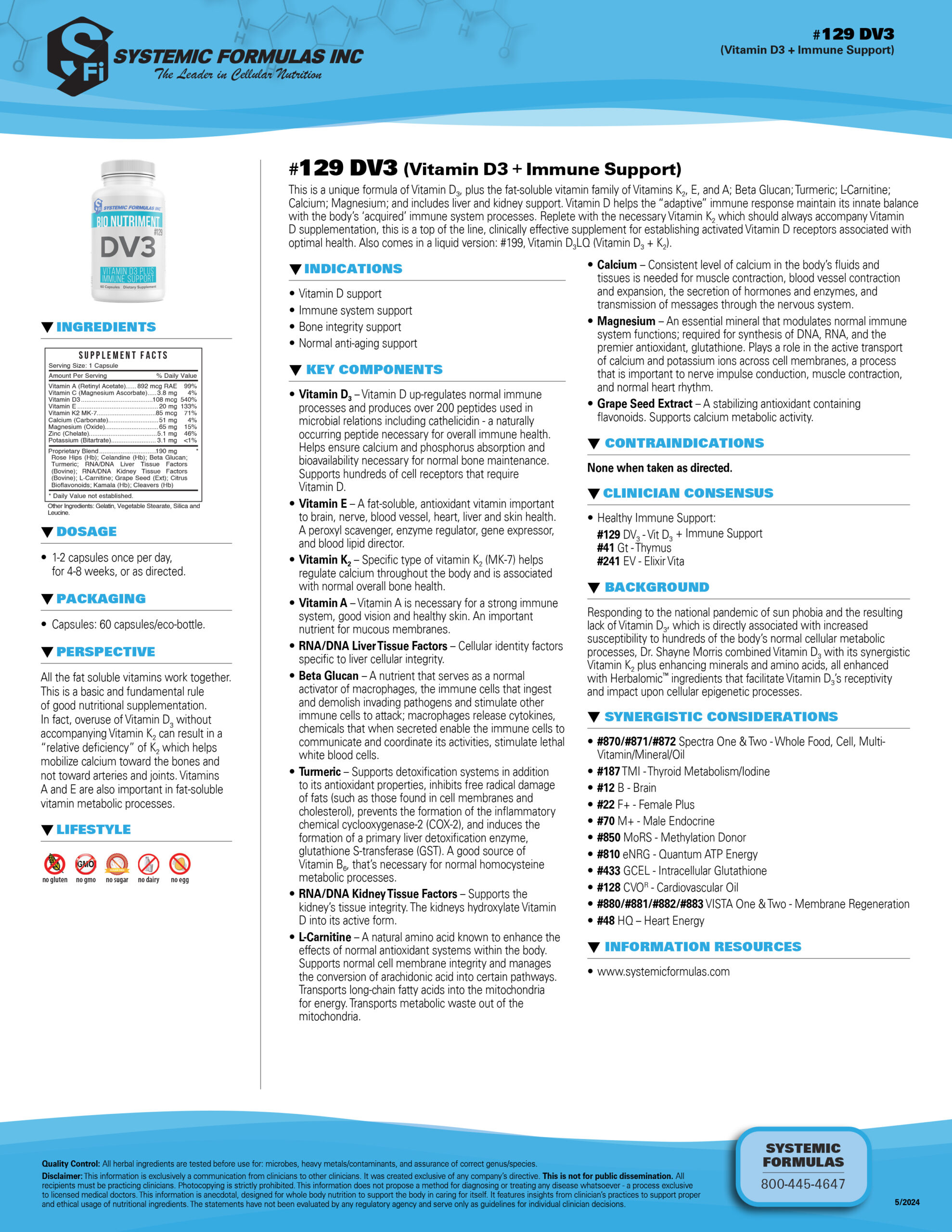 #129 DV3 (Vitamin D3 + Immune Support)