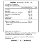 EpiGenic - supplement facts - G25 - subject to change